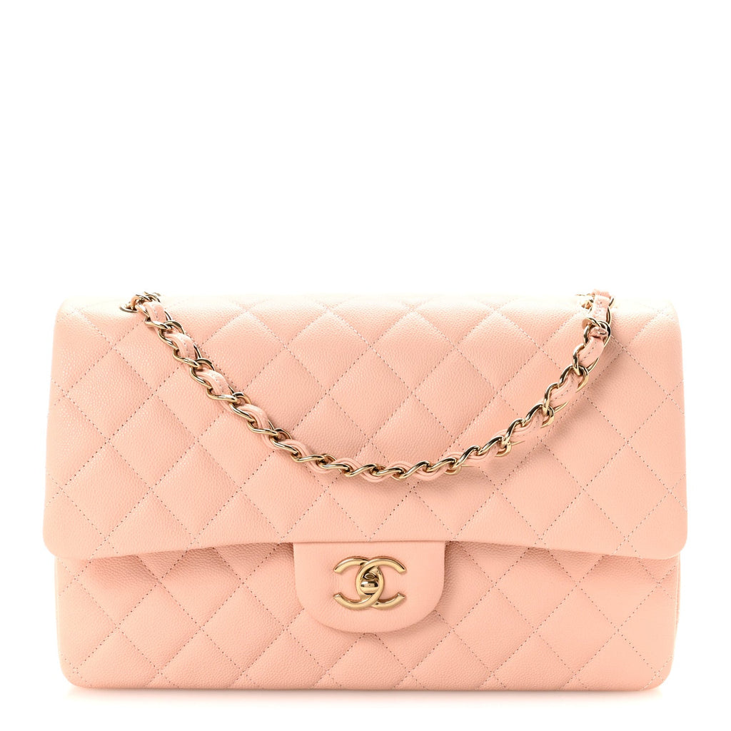 Chanel Caviar Quilted Jumbo Double Flap Light Pink