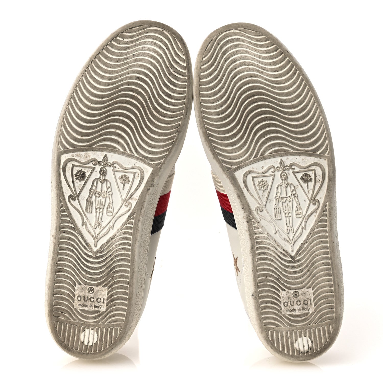 Gucci Calfskin Bee Star Embroidered Sylvie Web Ace Sneakers 35.5 White