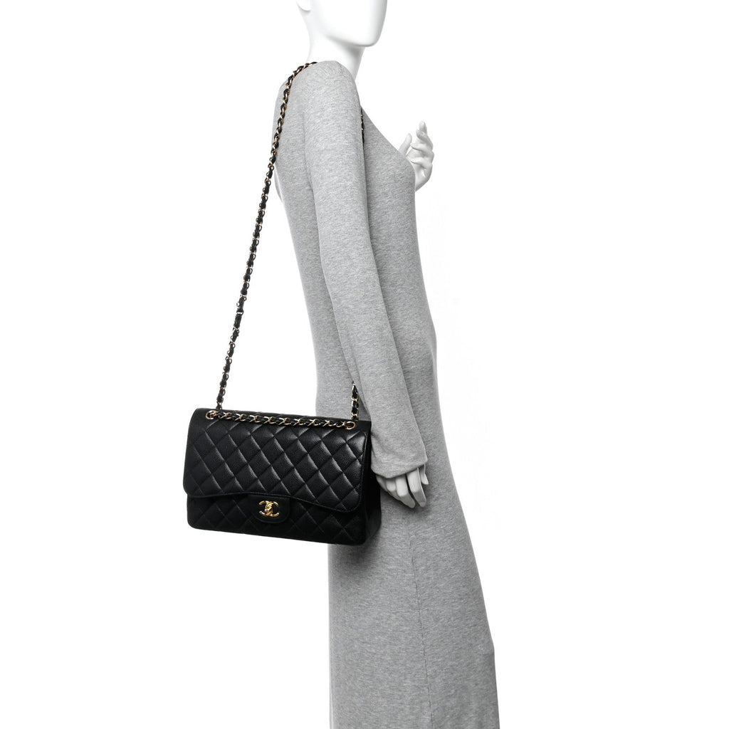 Chanel Caviar Quilted Jumbo Double Flap Black