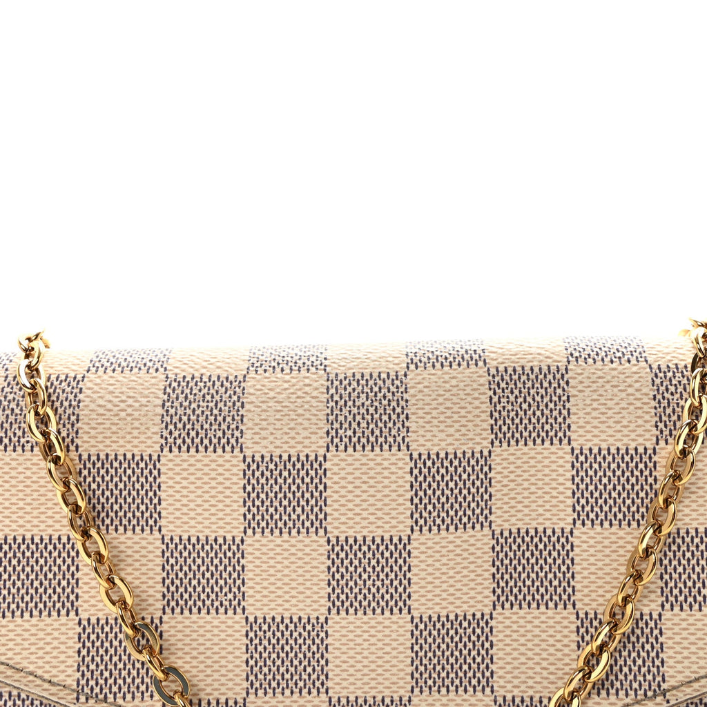 Louis Vuitton Damier Azur Pochette Felicie Chain Wallet Rose Ballerine