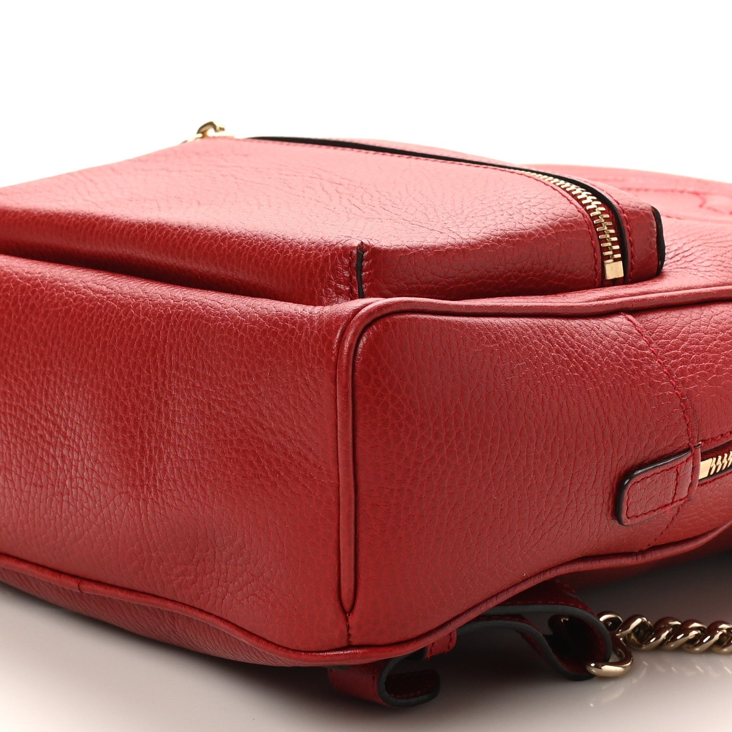 Gucci Pebbled Calfskin Soho Chain Backpack Hibiscus Red