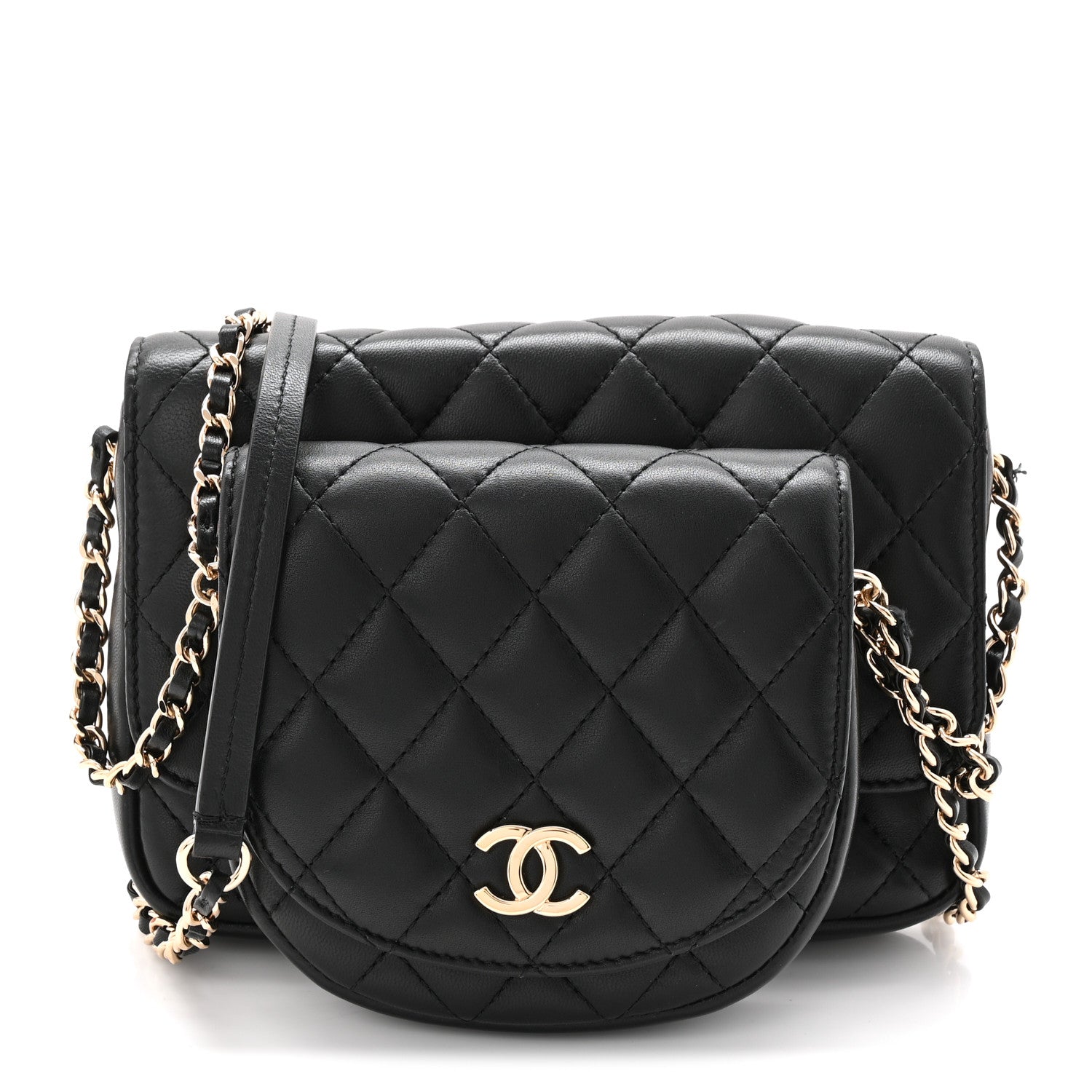 Chanel Lambskin Quilted Side Packs Black