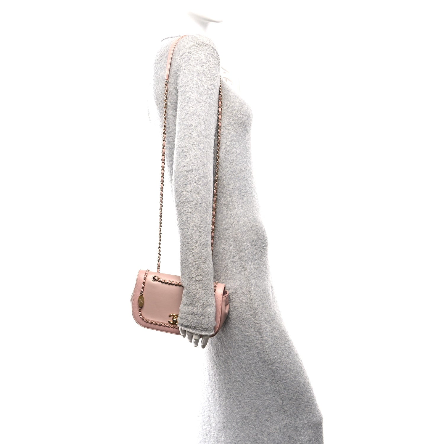 Chanel Lambskin Caviar Lovely Chains Flap Shoulder Bag Pink