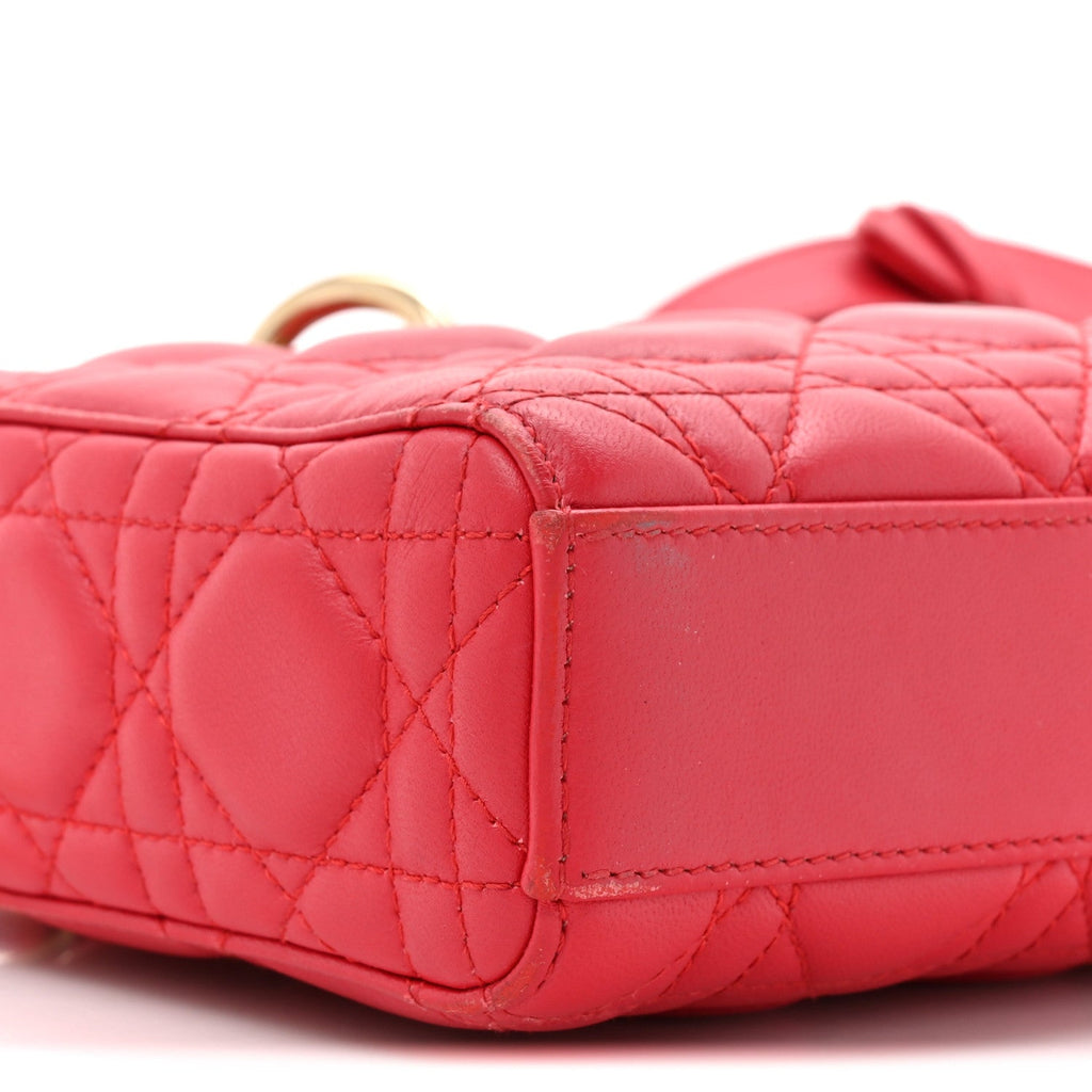 Christian Dior Lambskin Cannage Medium Lady D-Joy Red