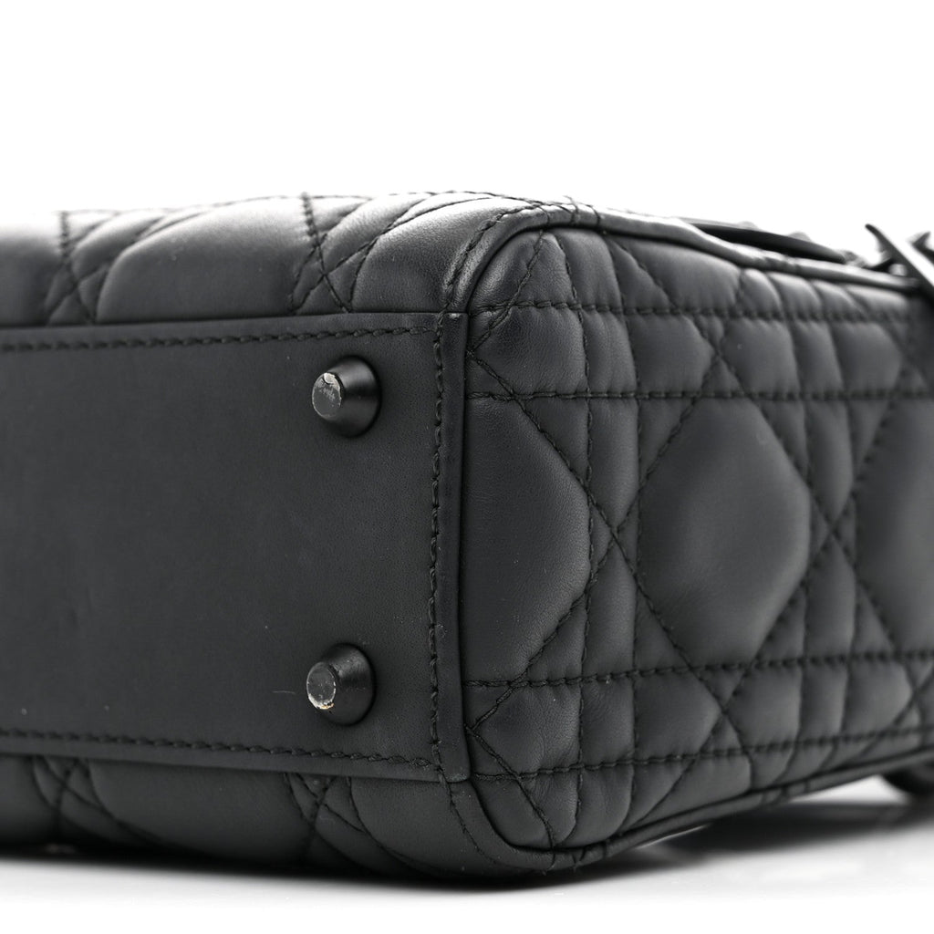 Christian Dior Ultra Matte Calfskin Cannage Mini Lady Dior Black