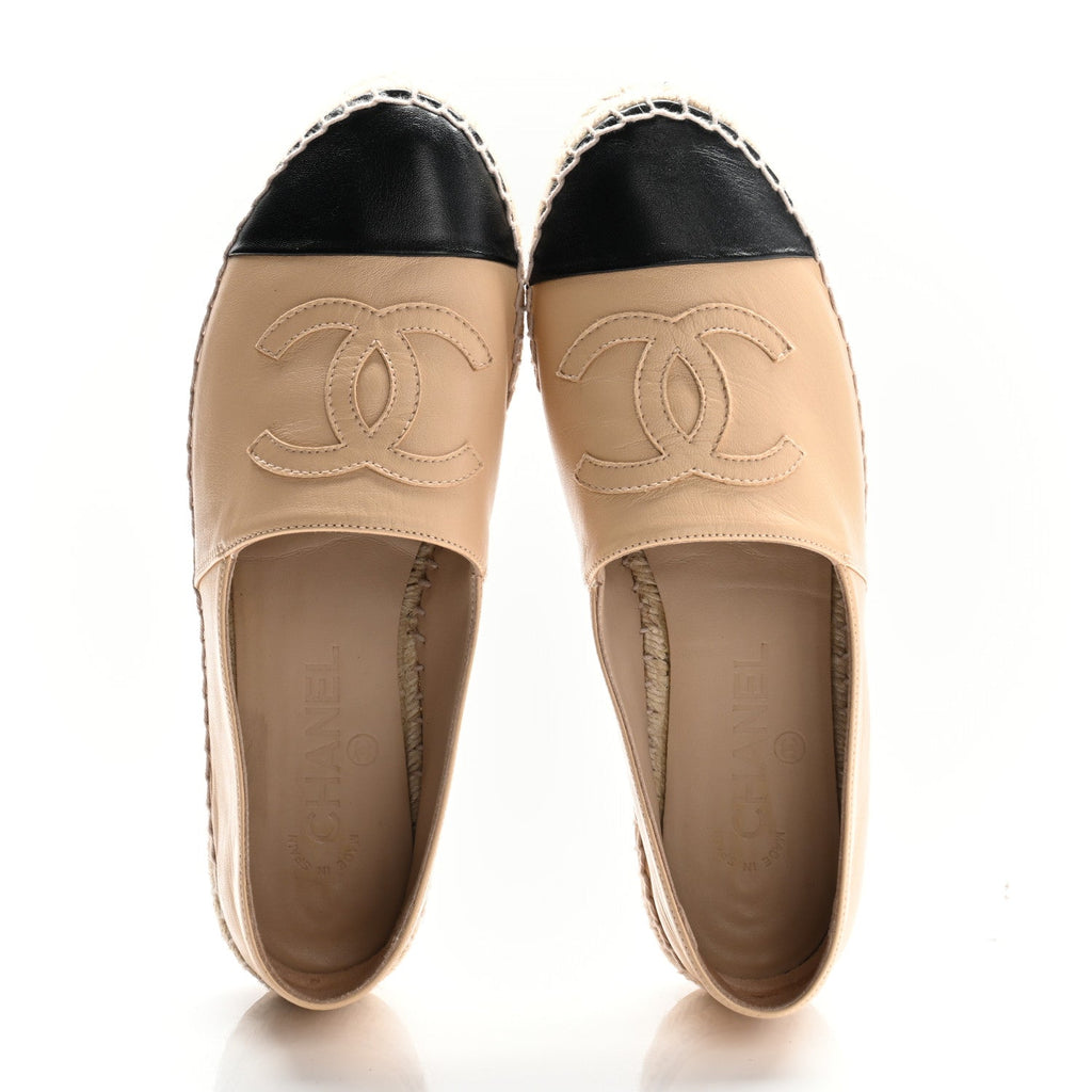 Lambskin CC Espadrilles 39 Beige Black