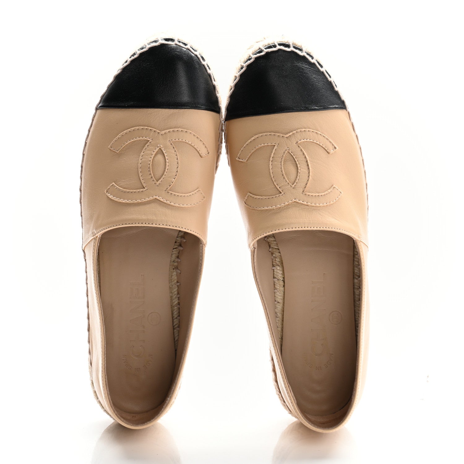 Lambskin CC Espadrilles 39 Beige Black