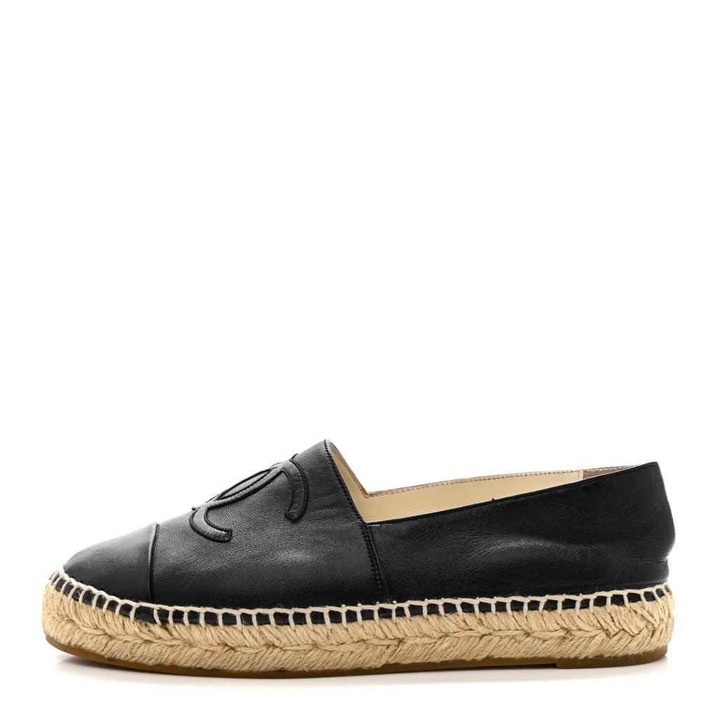Lambskin CC Espadrilles 36 Black