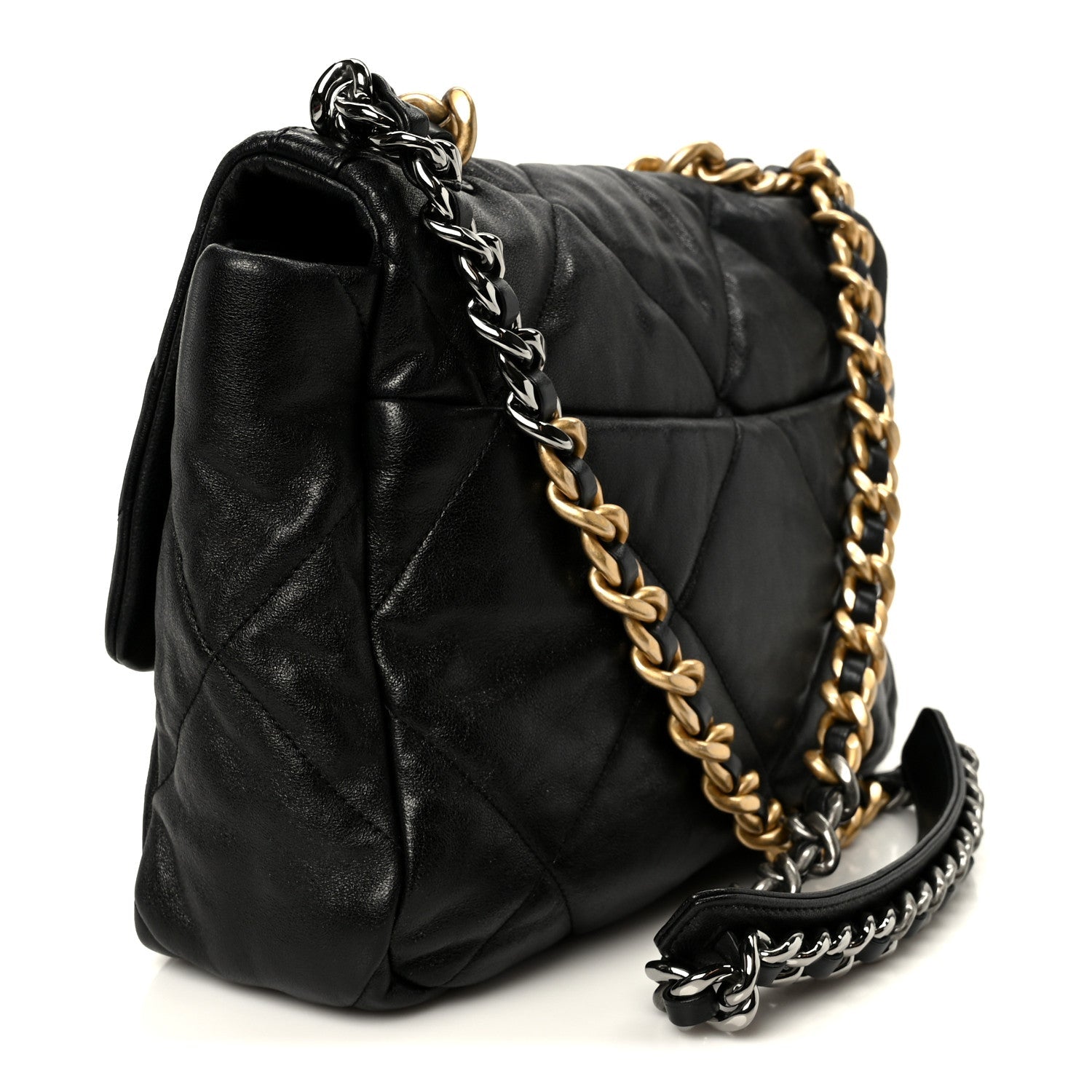 Chanel Goatskin Quilted Large Chanel 19 Flap Black