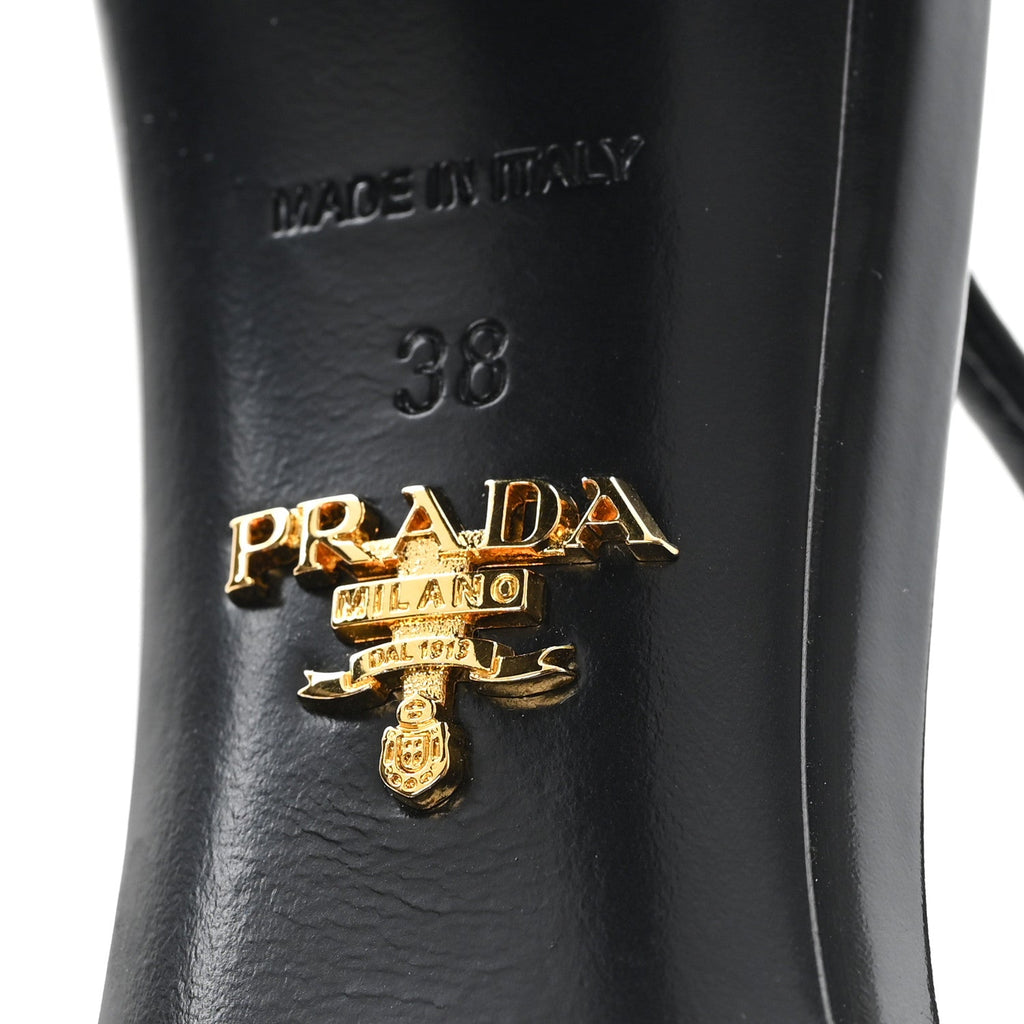 Prada Patent Calfskin Square Toe 85mm Slingback Pumps 38 Black