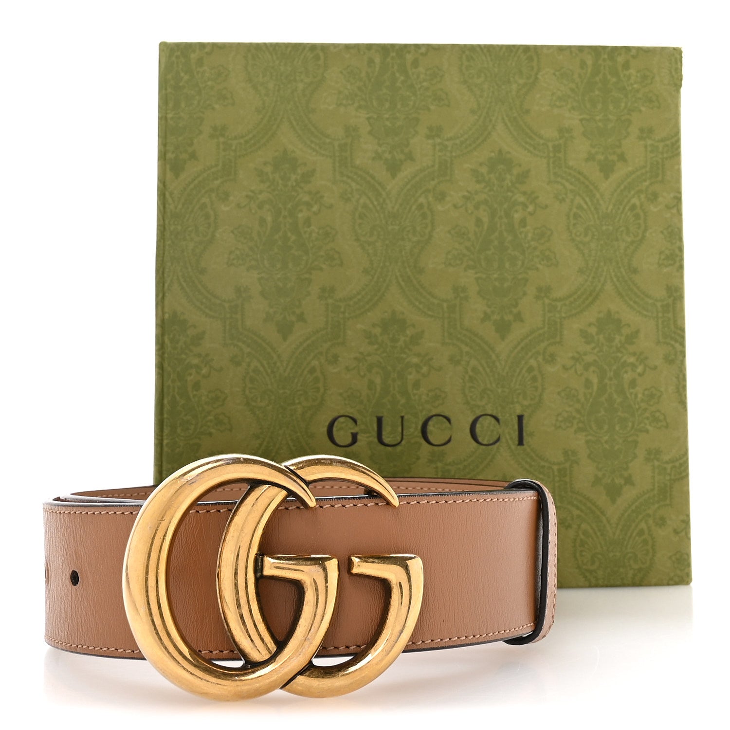 Gucci Calfskin Double G 40mm Belt 80 32 Tan