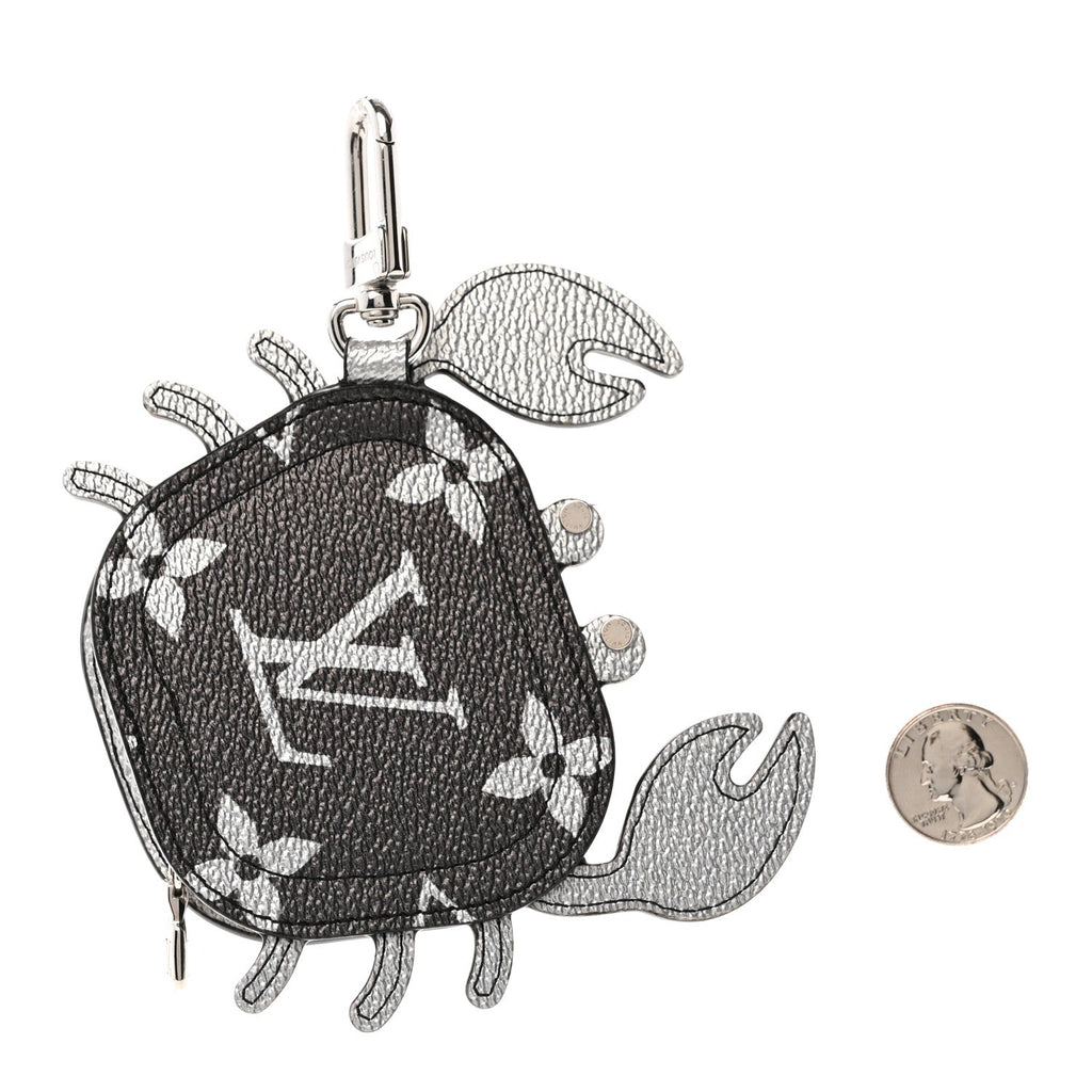 Louis Vuitton Metallic Monogram Crab Bag Charm Grey Silver