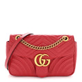 Gucci Calfskin Matelasse Small GG Marmont Shoulder Bag Hibiscus Red