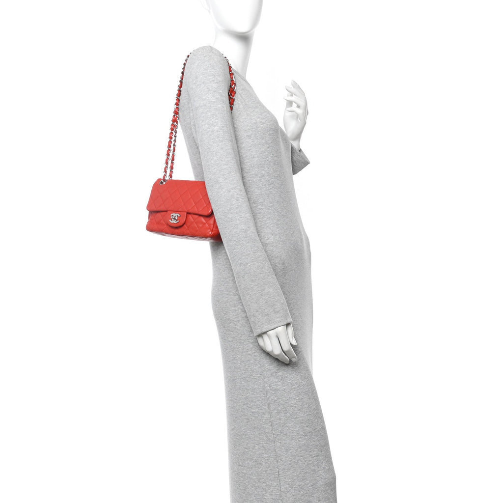 Chanel Lambskin Quilted Mini Rectangular Flap Red