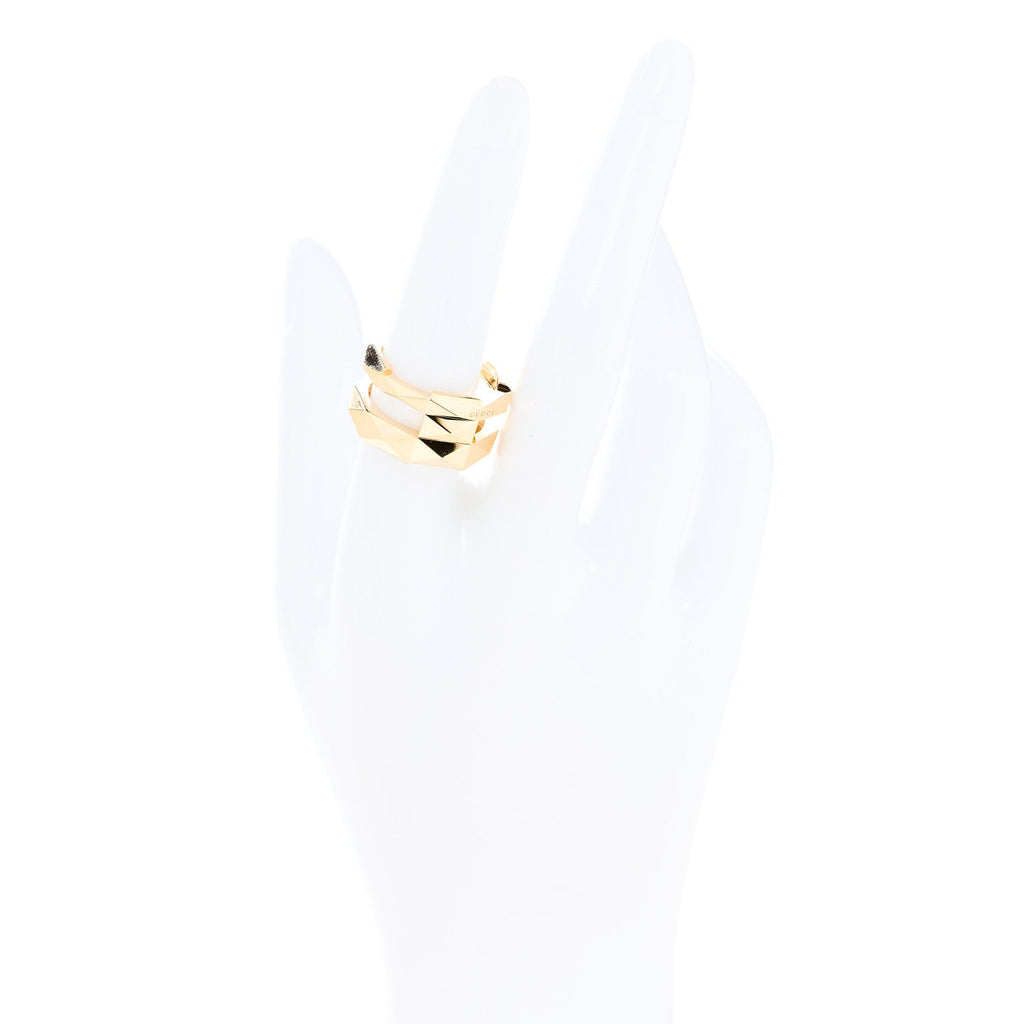 Gucci 18K Yellow Gold Link to Love Double Ring 57 8