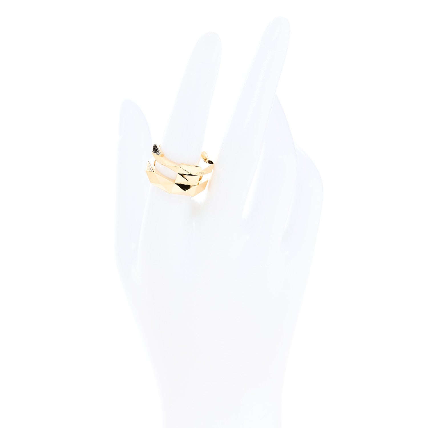 Gucci 18K Yellow Gold Link to Love Double Ring 57 8