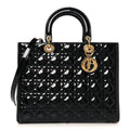 Christian Dior Patent Cannage Large Lady Dior Black