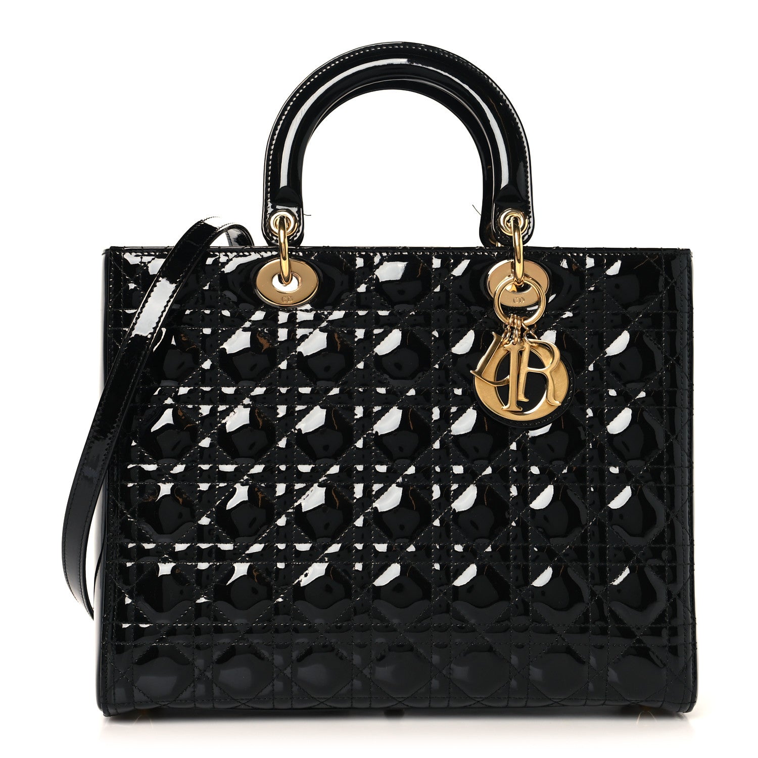 Christian Dior Patent Cannage Large Lady Dior Black