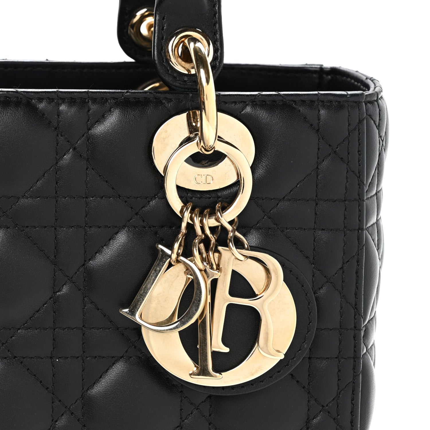 Christian Dior Lambskin Cannage Medium Lady Dior Black