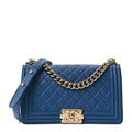 Chanel Iridescent Caviar Quilted Medium Boy Flap Dark Blue