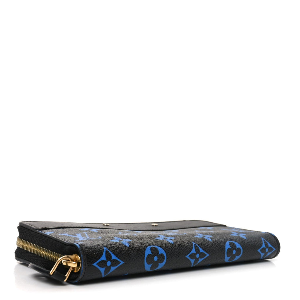 Louis Vuitton Calfskin Colored Monogram Zippy Wallet Blue Black