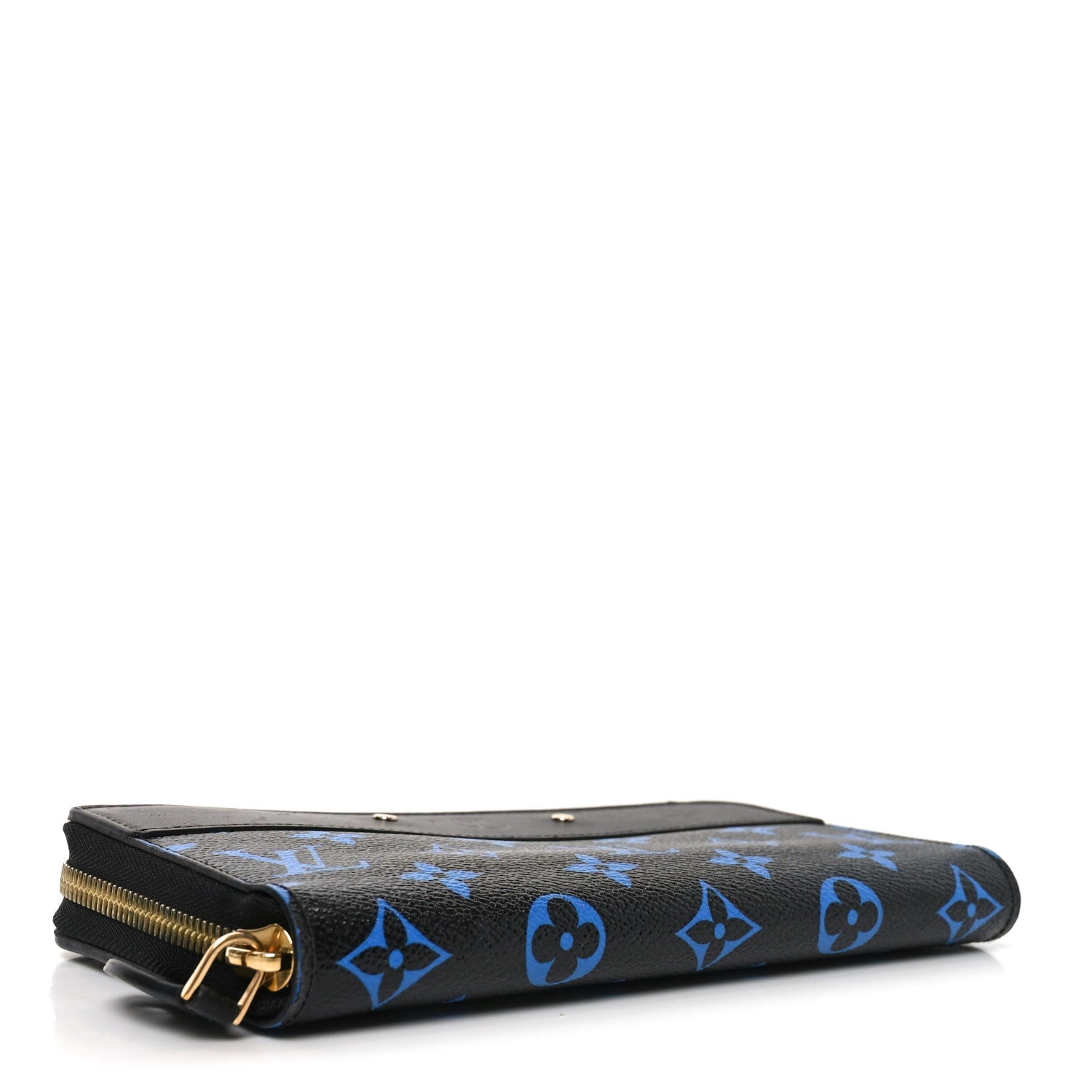 Louis Vuitton Calfskin Colored Monogram Zippy Wallet Blue Black