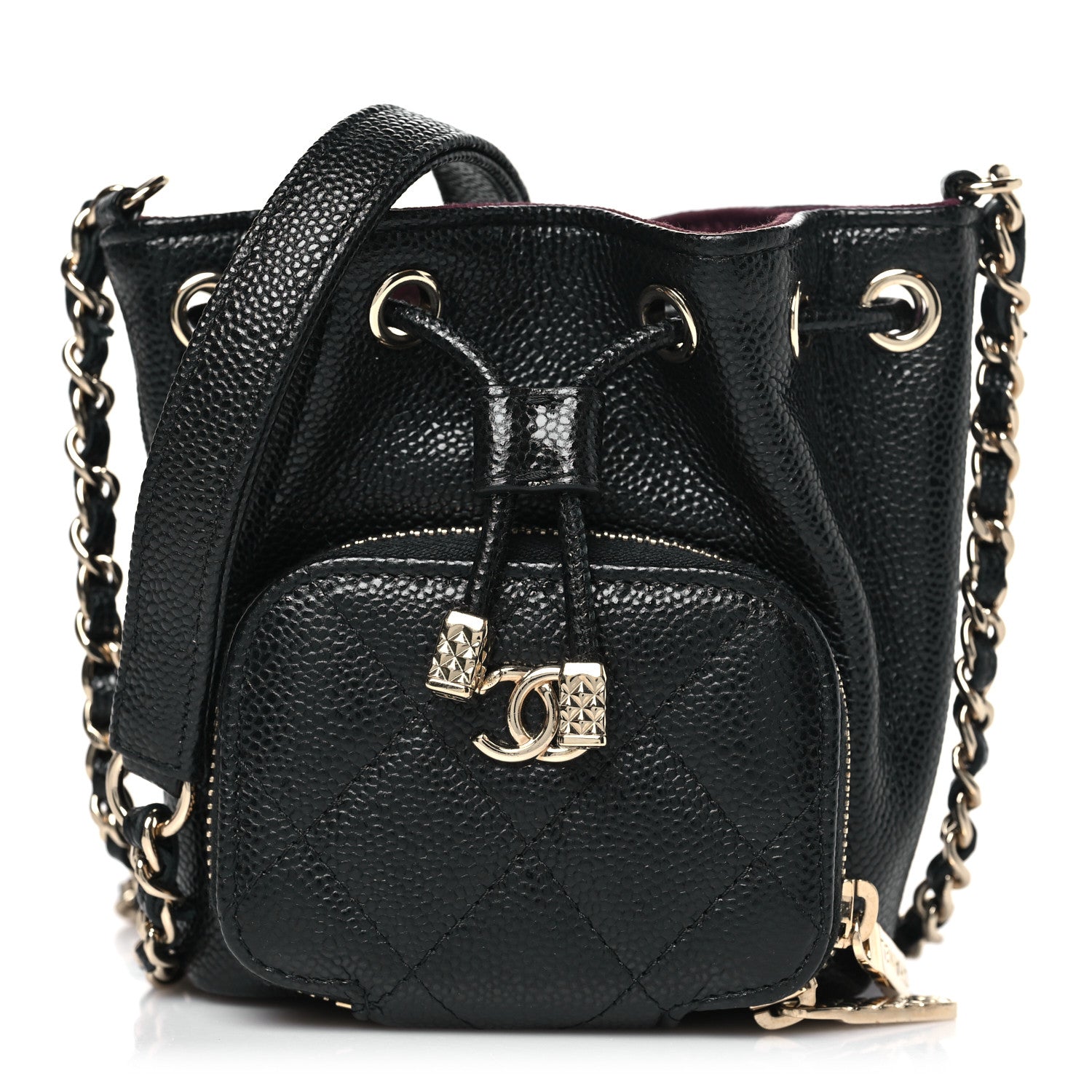 Chanel Caviar Quilted Mini CC Pocket Bucket Bag Black