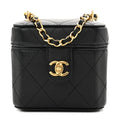 Chanel Lambskin Quilted Vanity Clutch With Chain  Black