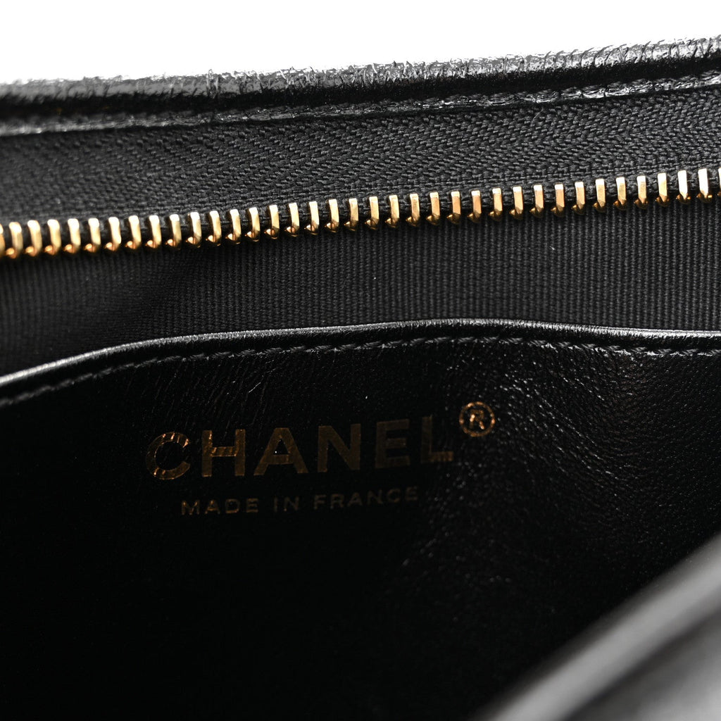 Chanel Shiny Crumpled Lambskin Quilted Small CC Funky Town Hobo Black