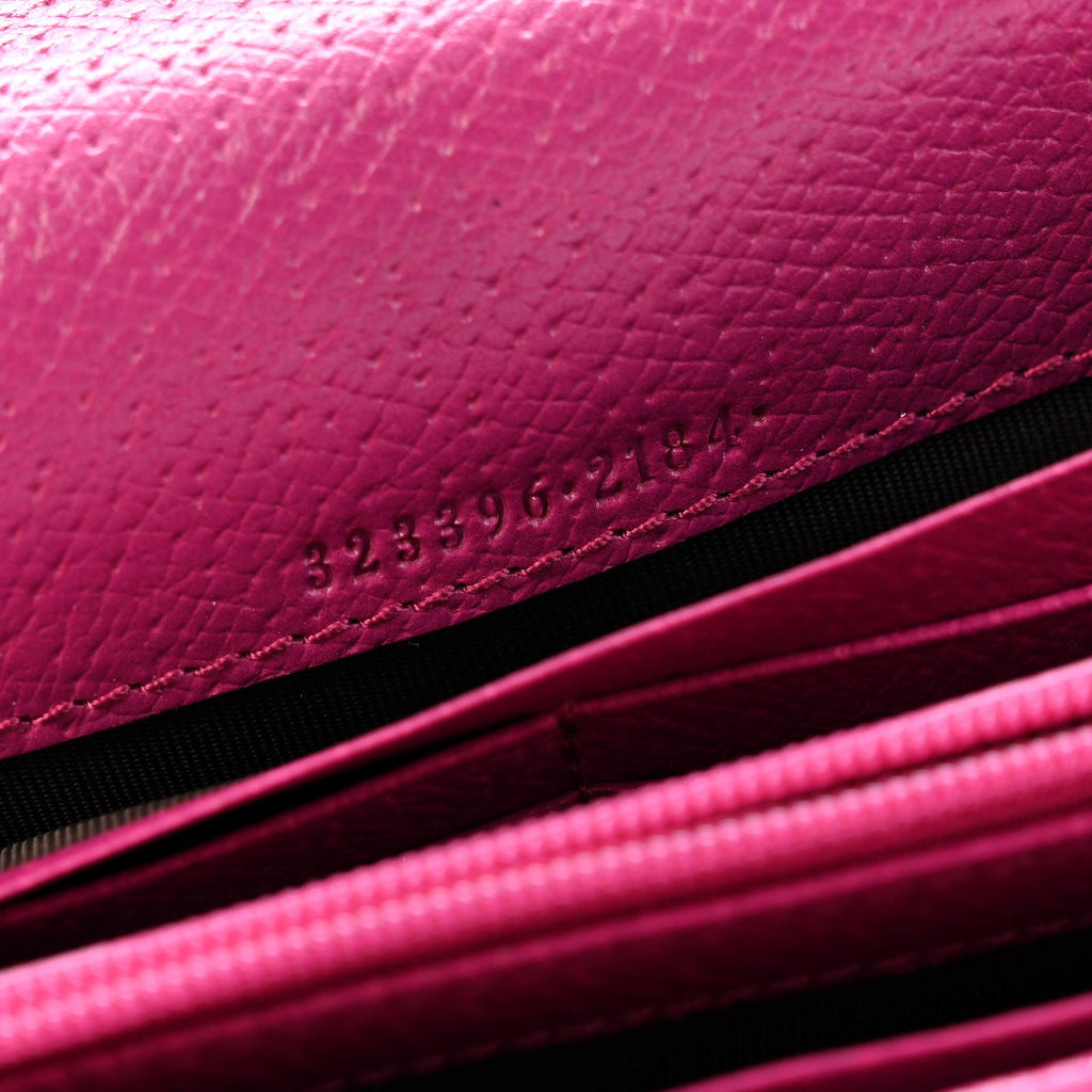 Gucci Calfskin GG Monogram Continental Wallet Beige Fuchsia