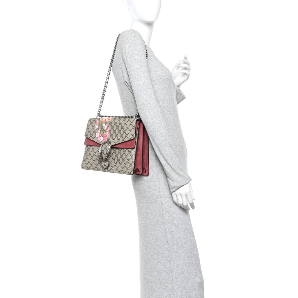 Gucci GG Supreme Monogram Blooms Medium Dionysus Shoulder Bag Beige Multicolor Dry Rose
