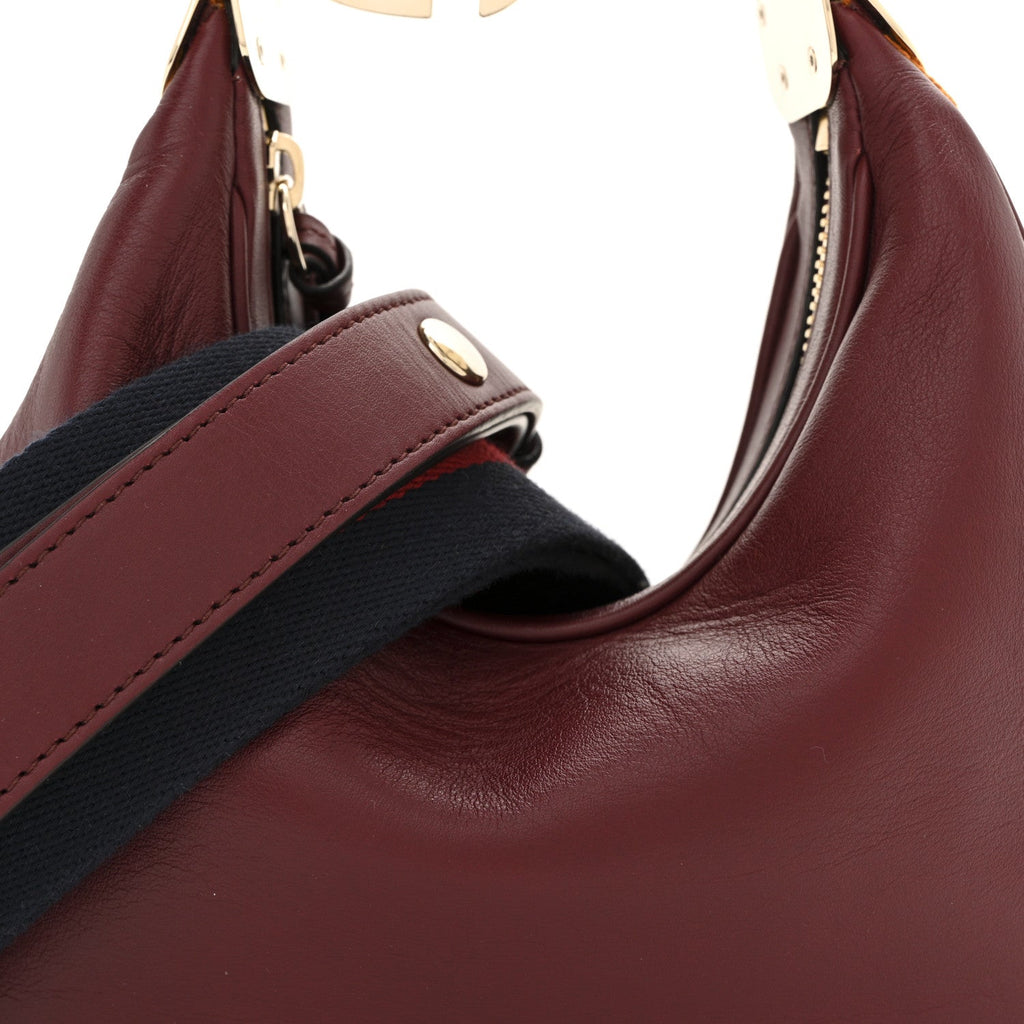 Gucci Aria Calfskin Web Small Attache Shoulder Bag Rosso Ancora