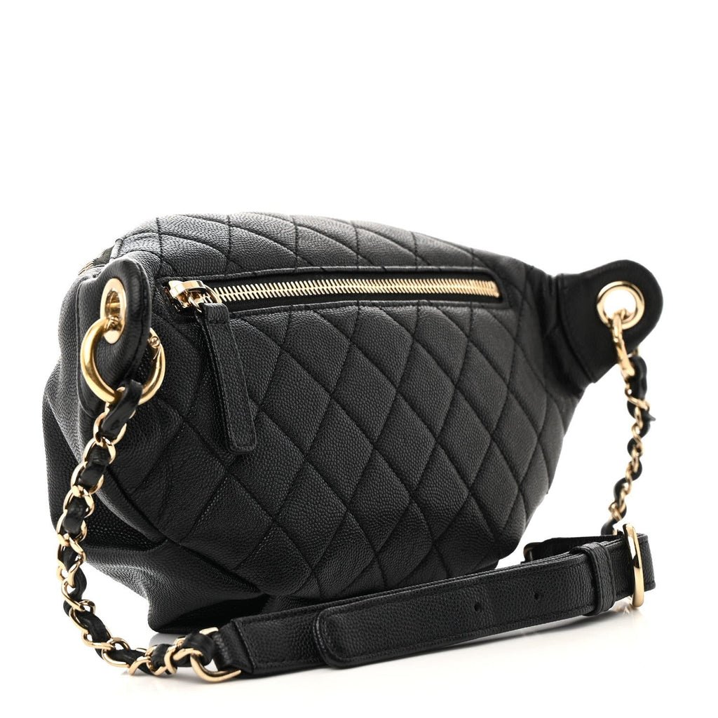 Chanel Caviar Quilted Filigree Waist Bag Black