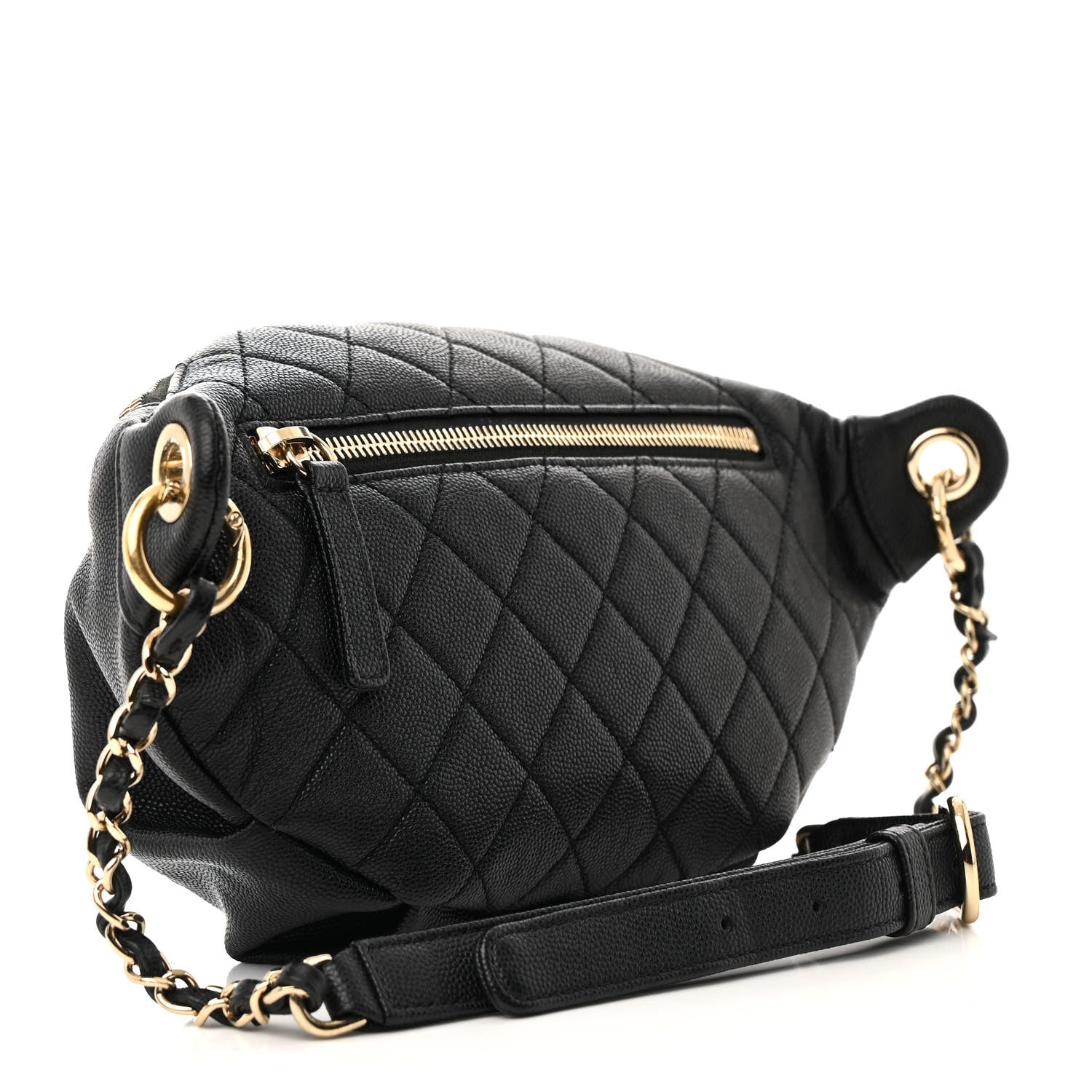 Chanel Caviar Quilted Filigree Waist Bag Black