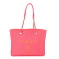 Chanel Mixed Fibers Calfskin Medium Deauville Tote Pink Orange