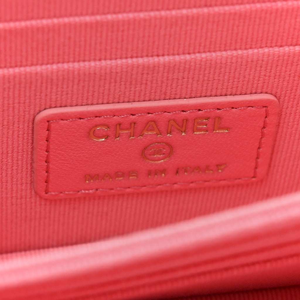 Chanel Lambskin Quilted Mini Trendy CC Wallet On Chain WOC Pink