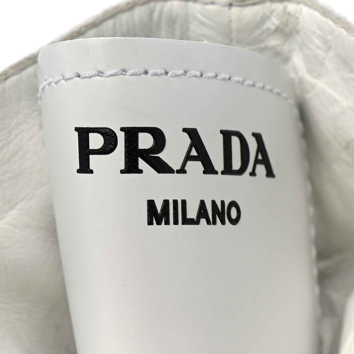 Prada Spazzolato Rois Re-Nylon Metal Triangle Logo Monolith Pouch Pocket 55mm Boots 40.5 White
