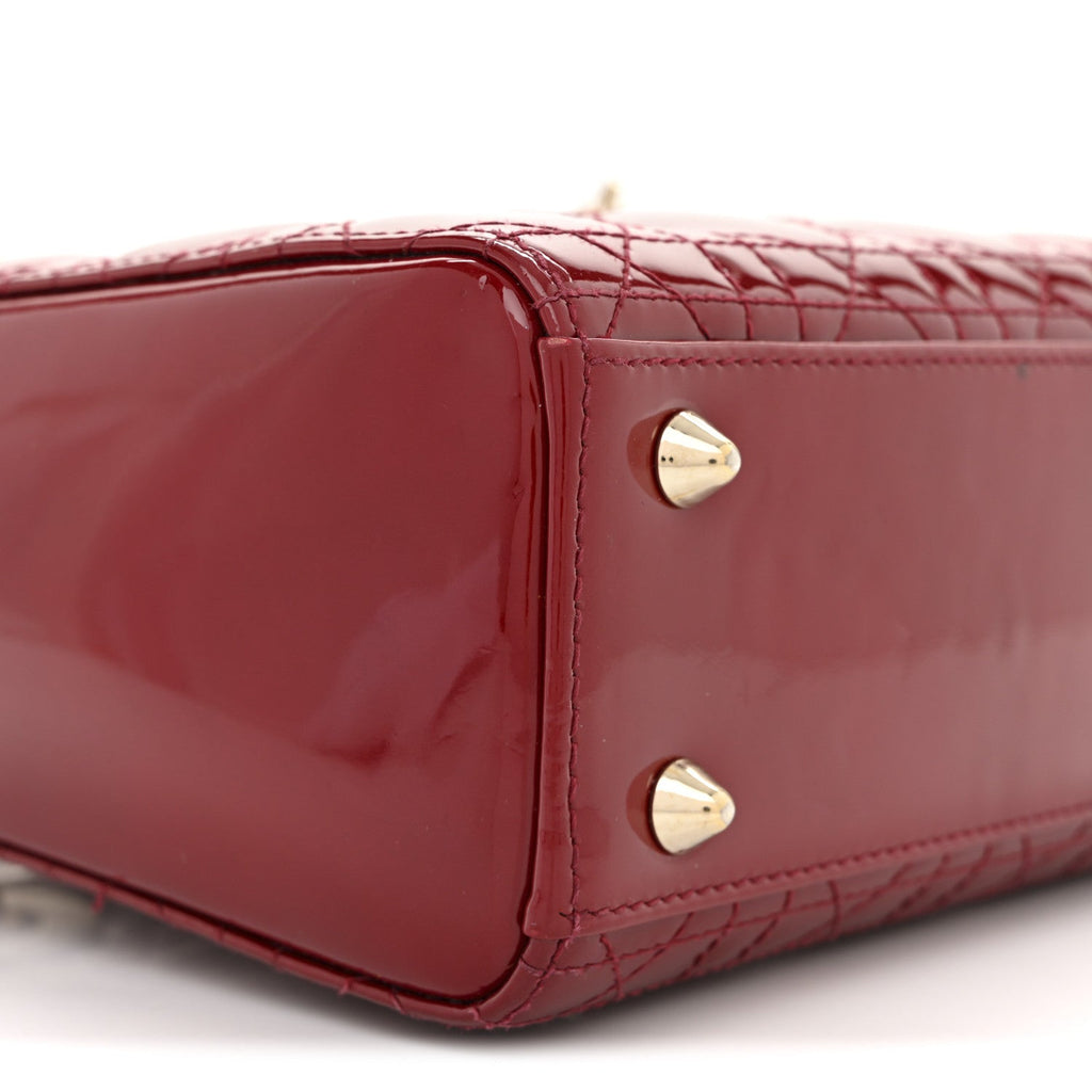 Christian Dior Patent Cannage Small Lady Dior Cherry Red