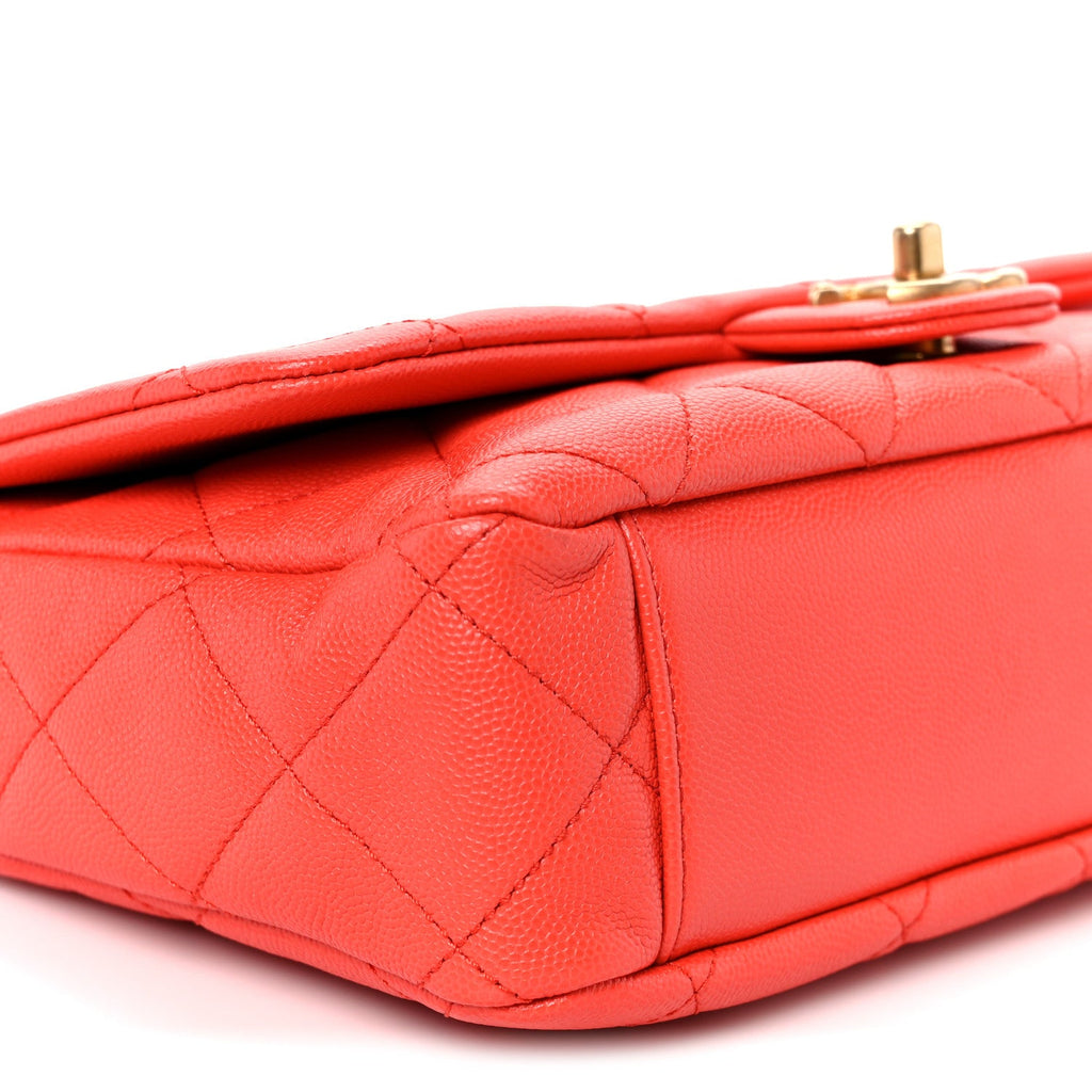 Chanel Caviar Quilted CC Melody Single Flap Orange