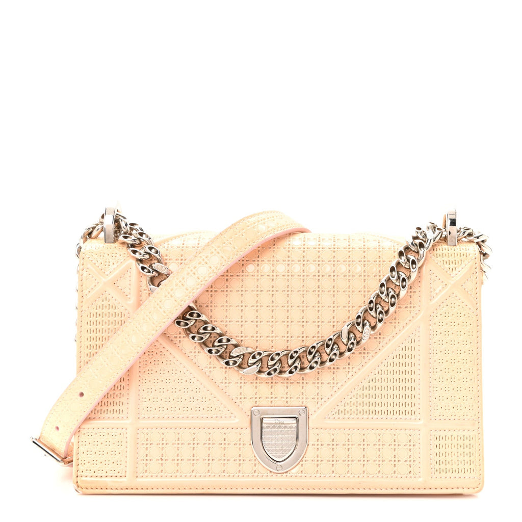 Christian Dior Patent Micro-Cannage Small Diorama Flap Bag Rose