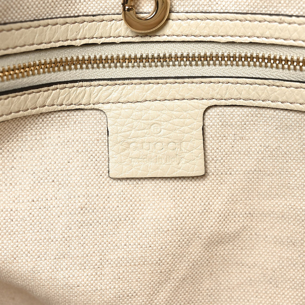 Gucci Pebbled Calfskin Medium Bella Tote Off White