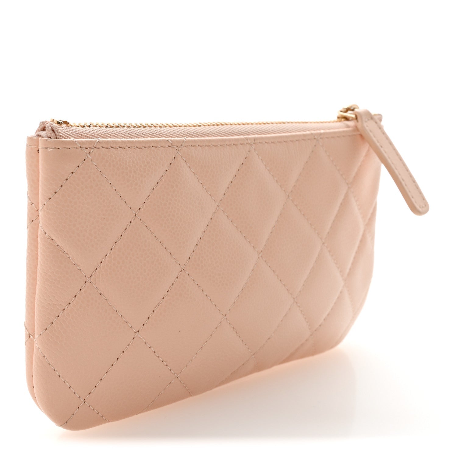 Caviar Quilted Small Cosmetic Case Beige