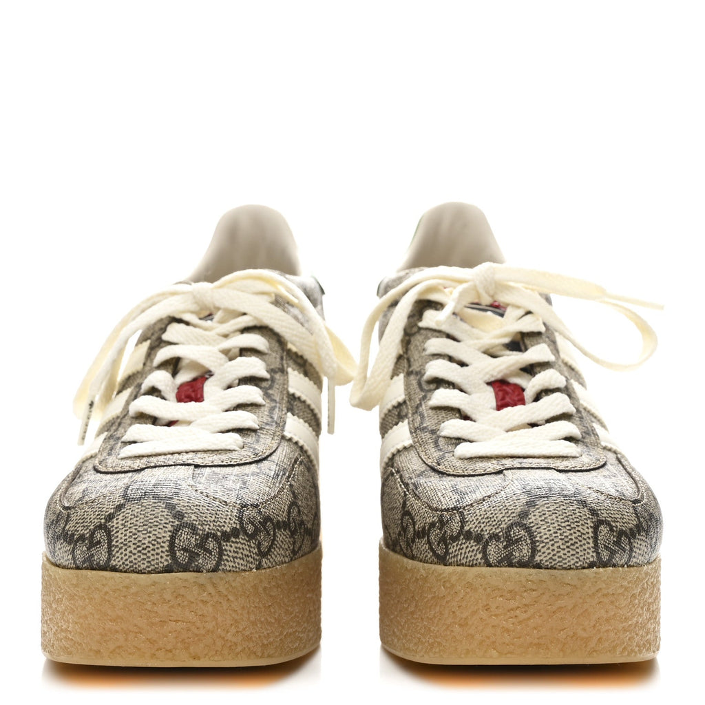 Gucci X ADIDAS GG Supreme Monogram Gazelle Wedge Sneakers 36.5 Beige Ebony Off White New Shamarock