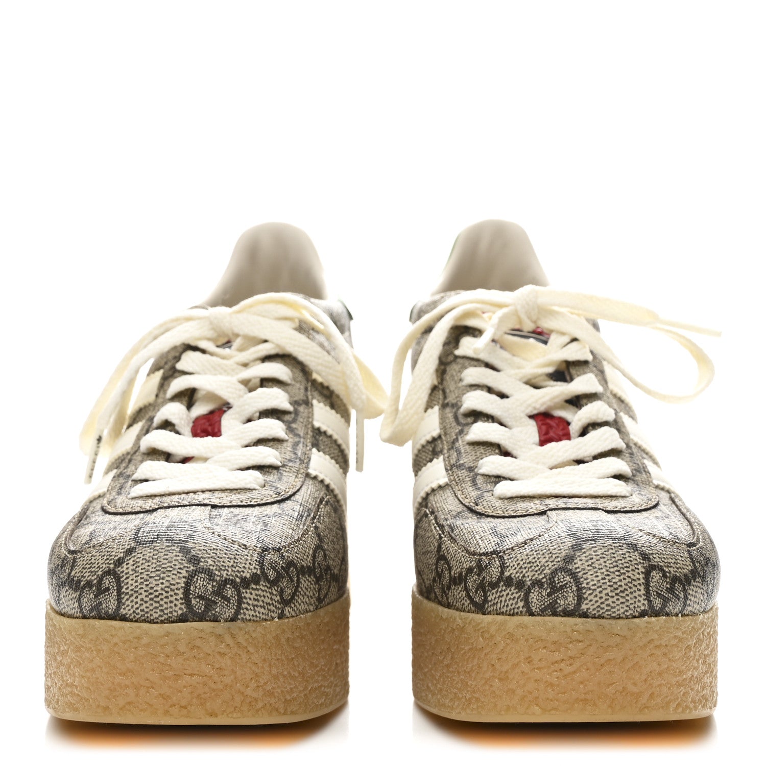 Gucci X ADIDAS GG Supreme Monogram Gazelle Wedge Sneakers 36.5 Beige Ebony Off White New Shamarock