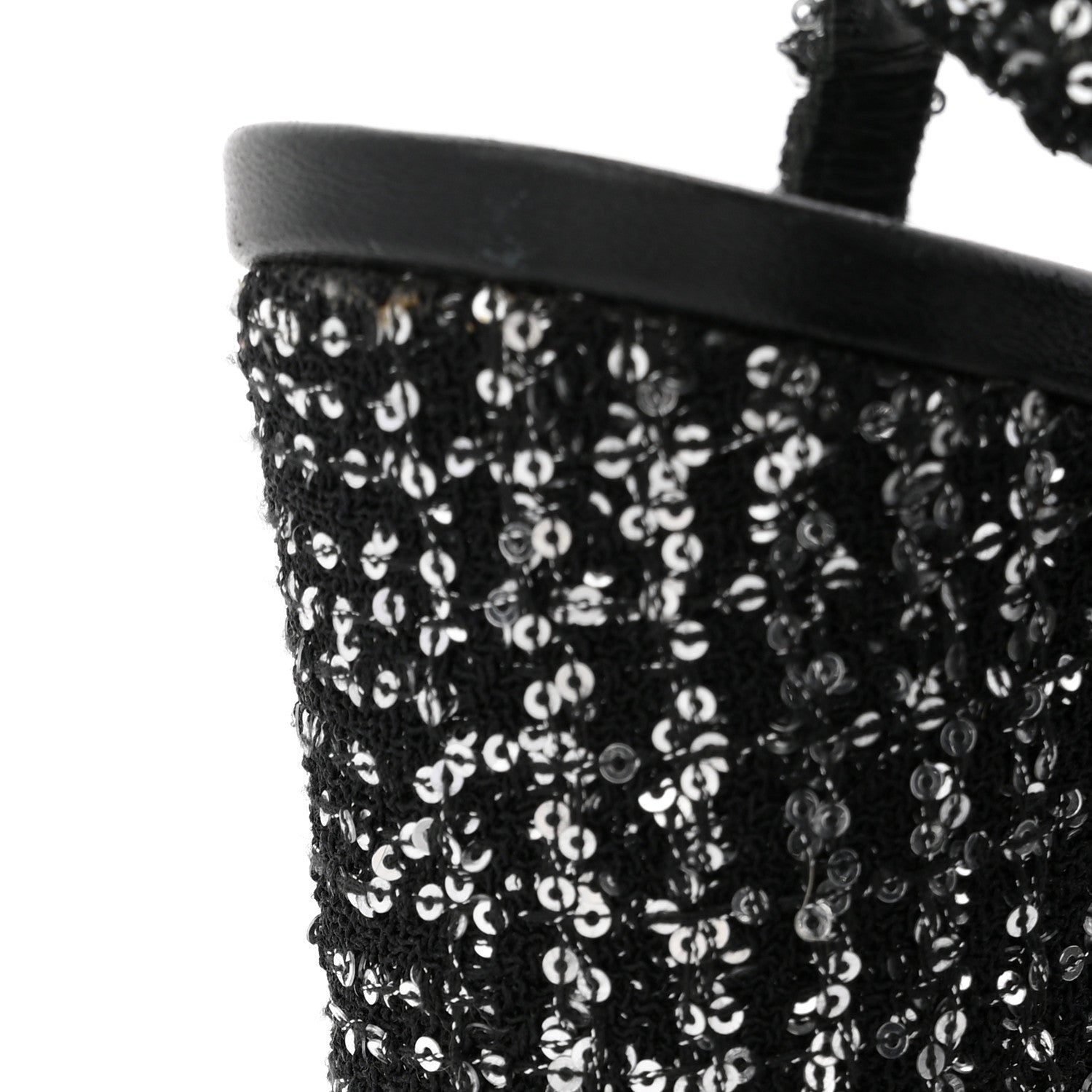 Chanel Tweed Sequin Cap Toe CC Slingback Pumps 38 Black White Silver