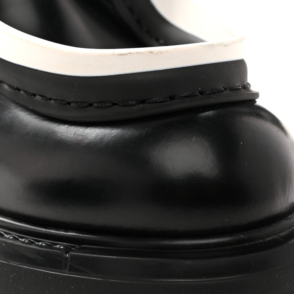 Prada Spazzolato Rois Monolith 55mm Derby Loafers 36.5 Black White