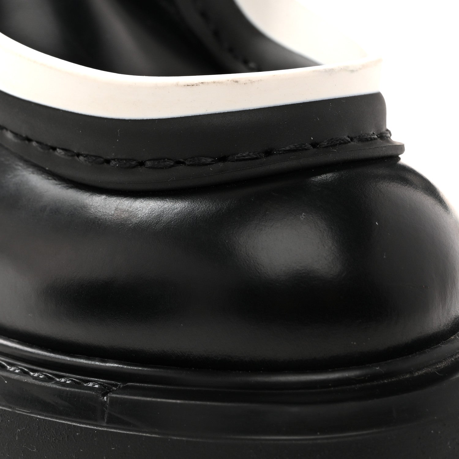 Prada Spazzolato Rois Monolith 55mm Derby Loafers 36.5 Black White