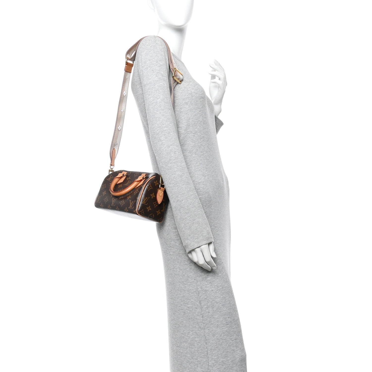 Louis Vuitton Monogram Speedy Bandouliere 20 Beige