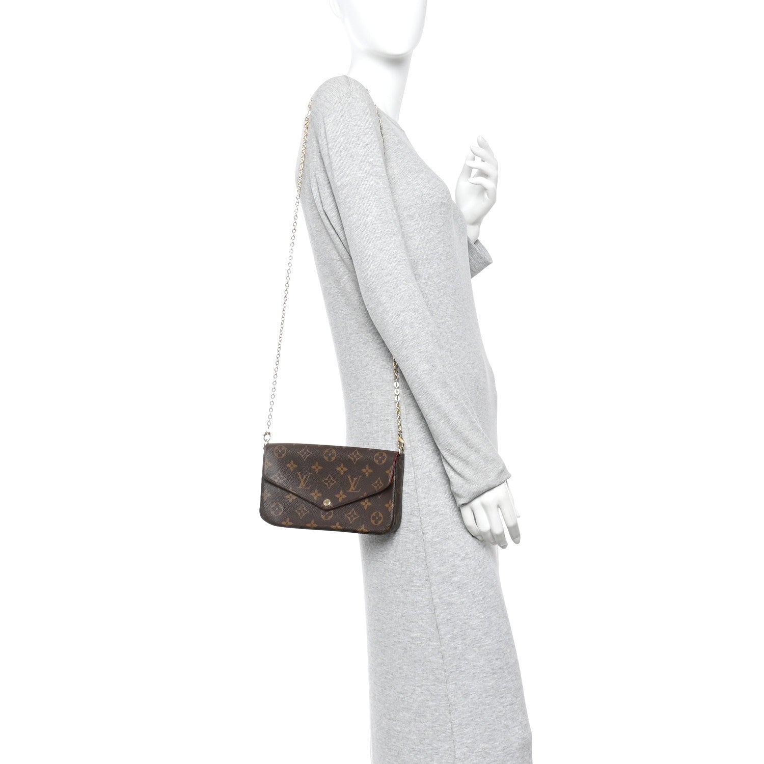 Louis Vuitton Monogram Pochette Felicie Chain Wallet Fuchsia