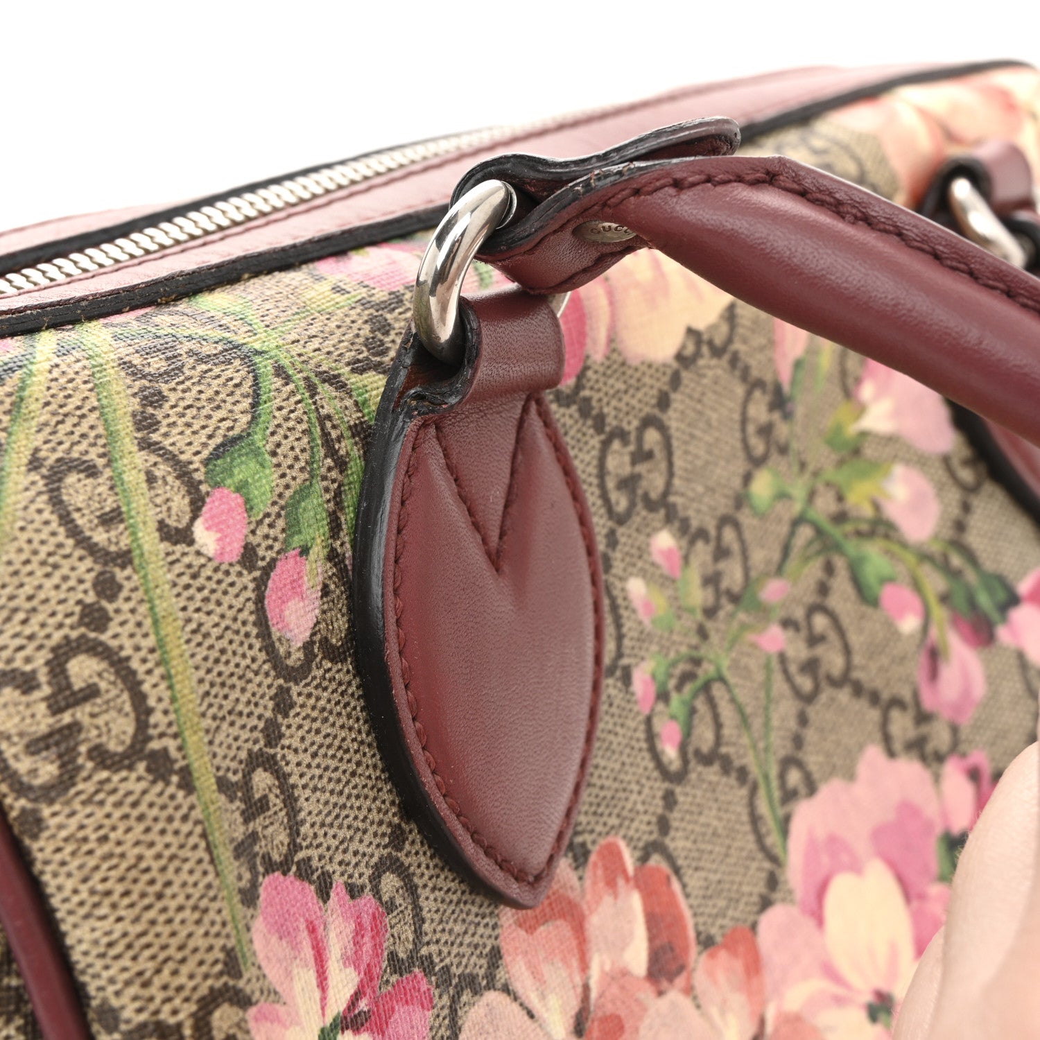 Gucci GG Supreme Monogram Blooms Small Boston Beige Multicolor Dry Rose